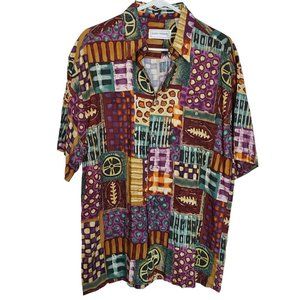Mario Ferrari Mens M Multicolor All Over Print Short Sleeves Button Up Shirt